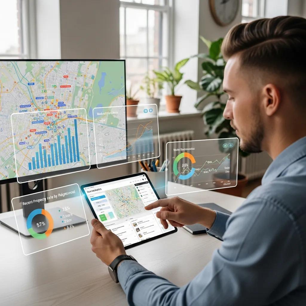 Person reviewing property details on a tablet — highlighting the main data sources used in home valuations